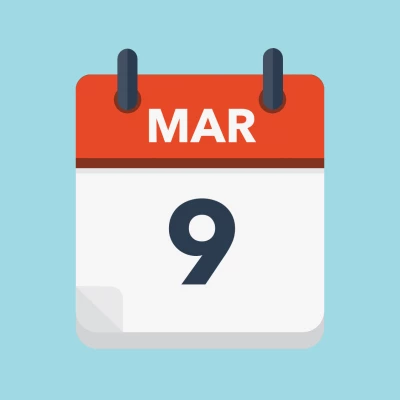 Calendar icon showing 9th March