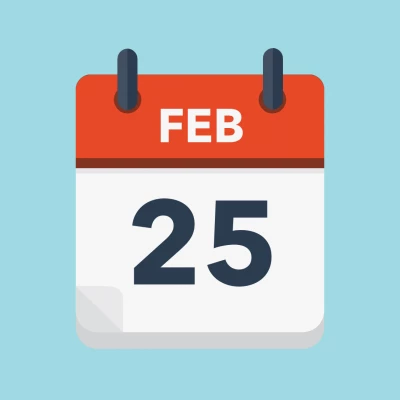 Calendar icon showing 25th February